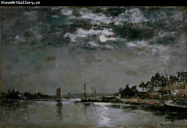 Eugene Boudin Moonlit Village Scene